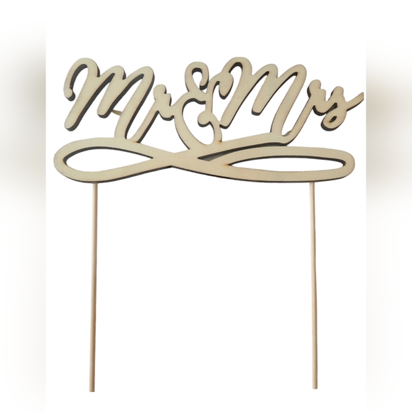 TAKE A BOW | MR & MRS CAKE TOPPER |UNFINISHED WOOD - Picture 4 of 8
